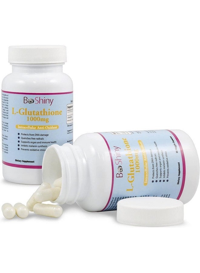 L Glutathione Skin Lightening Brightening Pills 1000 mg Antioxidant Anti Aging to Support Liver Health & Detox Help Immune & Brain Function Reduce Free Radical Damage Vegan 60 Capsules