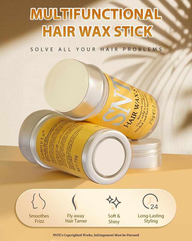 Samnyte Hair Wax Stick, 3PCS-Wax Stick For Hair Slick Stick, Slick Back Stick Hair Stick Wax Edge Frizz No-white Chips & No-Residue & No-Greasy & Easy to Absorb 2.7 Oz - Image 2