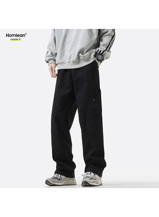 Homlean American-style Casual Pants For Men, Winter Niche Trendy Retro Loose Cargo Trousers, 24k30160, Khaki, Size L - Image 5