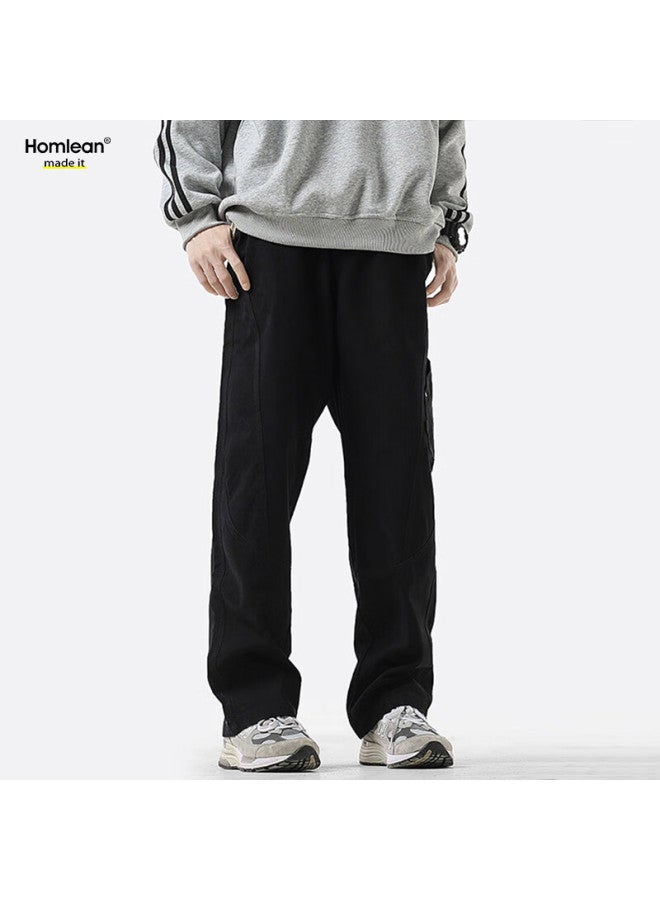 Homlean American-style Casual Pants For Men, Winter Niche Trendy Retro Loose Cargo Trousers, 24k30160, Khaki, Size L - Image 4