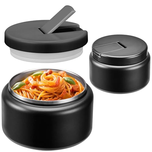 135oz Soup Thermo for Hot Food Kids with Buckle Lid Insulated Vacuum Food Jar Wide Mouth Leakproof Stainless Steel Lunch Container Black