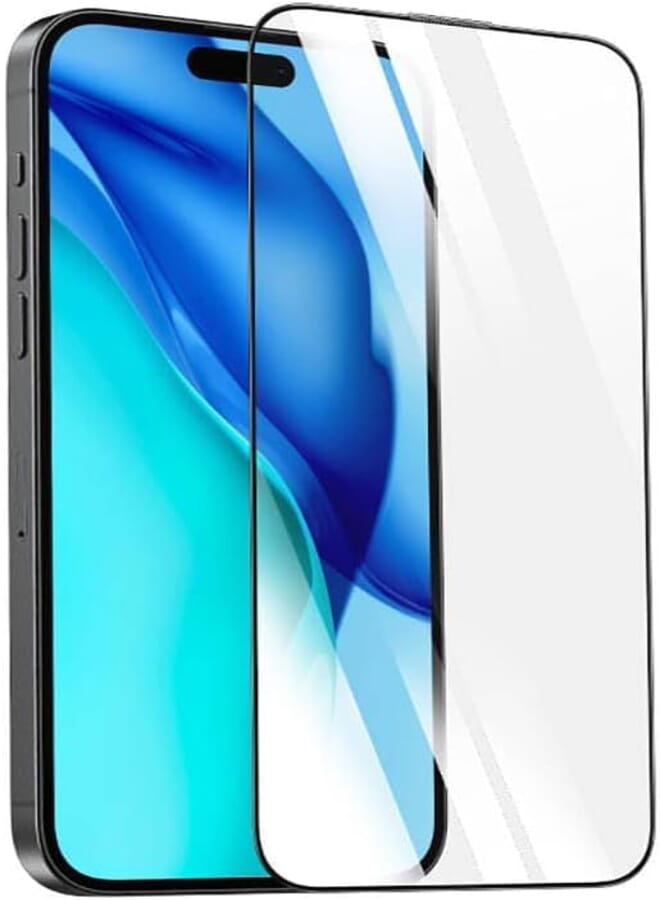 Next Next Store Full Clear Glass Screen Protector Compatible with iPhone 15 Pro, 9H Ultra Protection Against Shock and Scratch, 93% HD Clarity, Anti-Fingerprint, Waterproof, Bubble Free Installation.