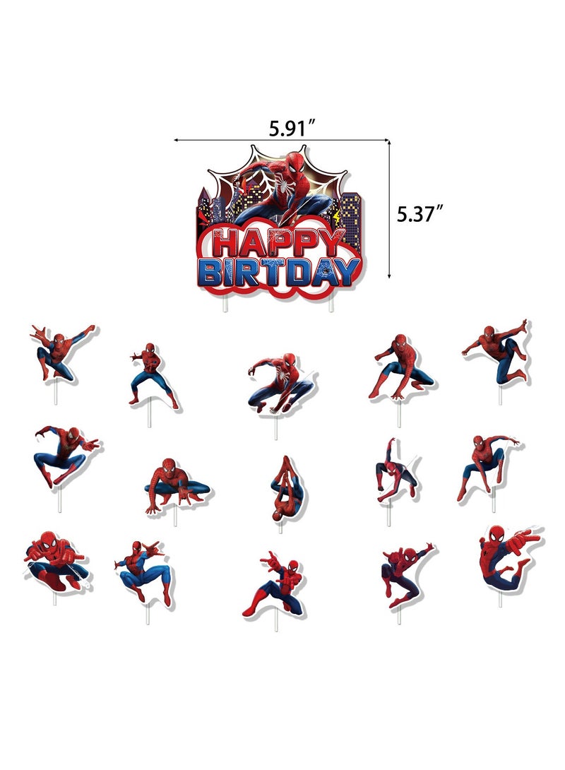 مجموعة تزيين حفلات أعياد الميلاد بموضوع سبايدرمان، لافتة عيد ميلاد سعيد، تزيين الكيك، بالونات علوية للأولاد والبنات، زينة عيد الميلاد - Image 4