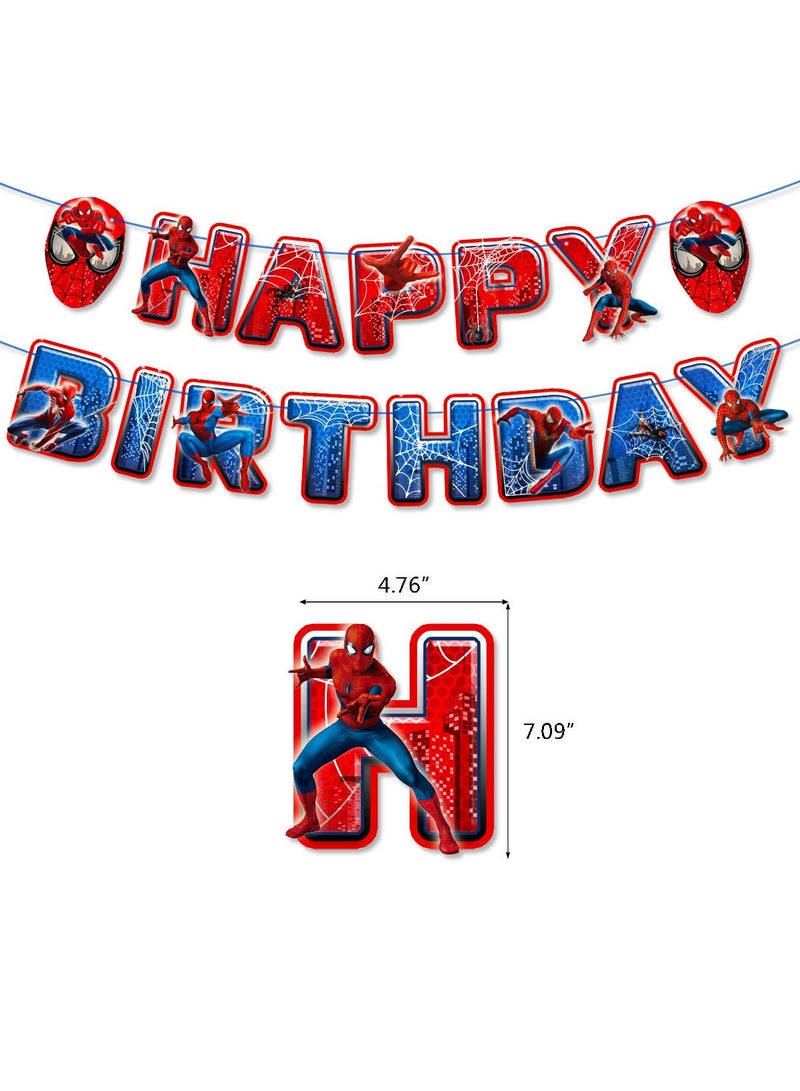 مجموعة تزيين حفلات أعياد الميلاد بموضوع سبايدرمان، لافتة عيد ميلاد سعيد، تزيين الكيك، بالونات علوية للأولاد والبنات، زينة عيد الميلاد - Image 5