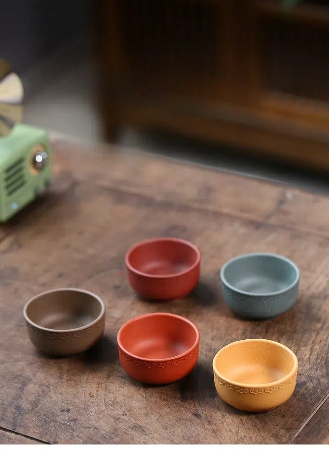 5-Piece Handmade Ceramic Tea Cup Set (Multi-Color) | Home & Office Tea Ware | Ramadan/Eid Business Gift | Specially Designed for Arabic Tea Culture  - Image 2