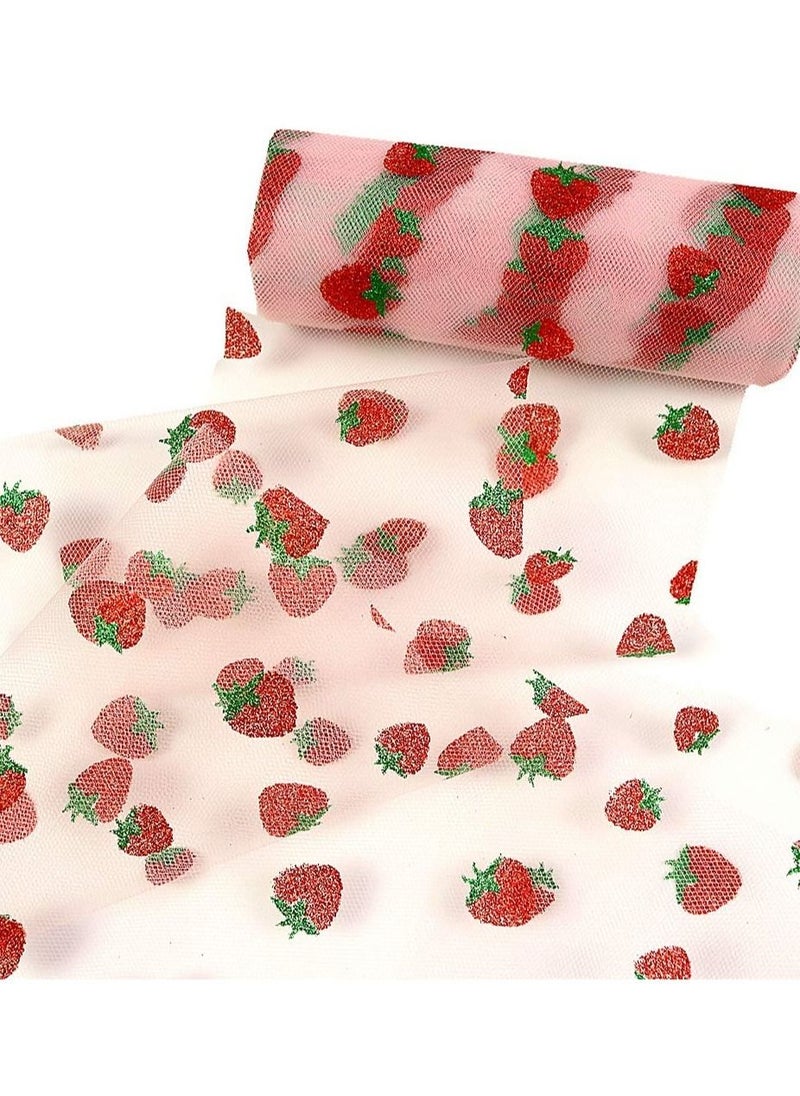 Y&D Shiny Strawberry Glitter Tulle Rolls 6 inch x 10 Yards (30 feet) for Table Runner Chair Sash Bow Pet Tutu Skirt Sewing Crafting Fabric Wedding Party Birthday Gift Ribbon  - Image 3