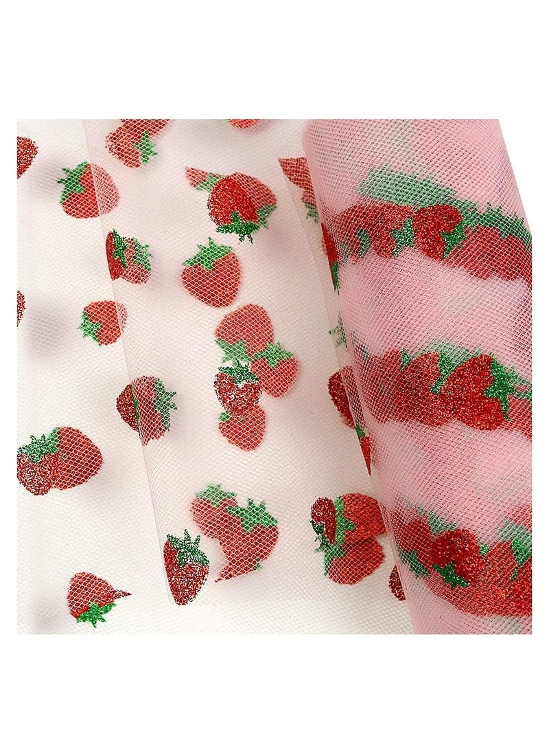 Y&D Shiny Strawberry Glitter Tulle Rolls 6 inch x 10 Yards (30 feet) for Table Runner Chair Sash Bow Pet Tutu Skirt Sewing Crafting Fabric Wedding Party Birthday Gift Ribbon  - Image 2