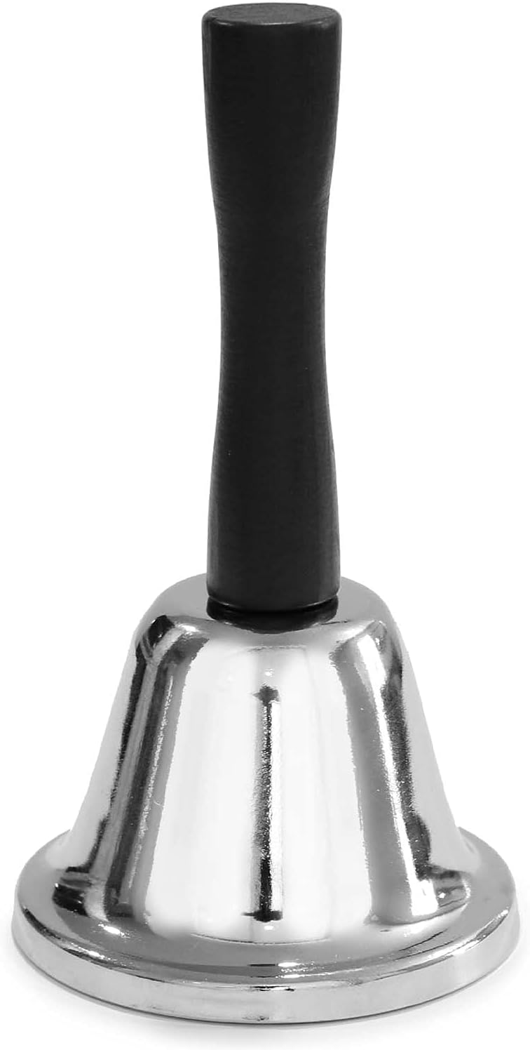 DMI Duro-Med Multi-Purpose Call Bell with Wooden Handle - Silver and Black - Image 1