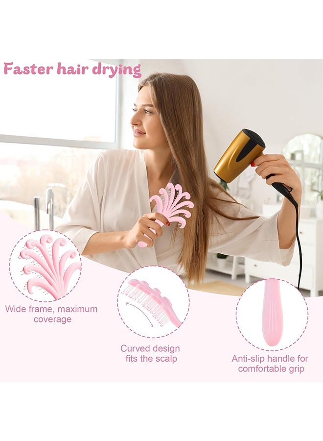Detangler Brush for Curly Hair, Hair Brush for Wet & Dry Use Curl/Straight/Wavy All Hair Types - No Tangle Easily Comb Wet Hair Brush for Women Men Kid(Pink) - Image 2