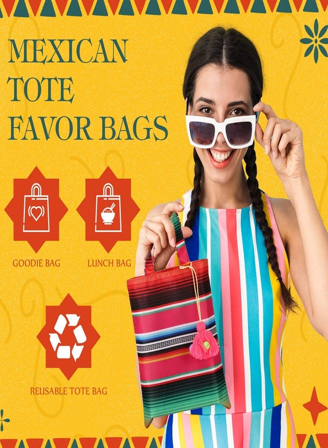 ليفيدي أكياس هدايا صغيرة لحفلات مكسيكية من LEIFIDE، 12 قطعة، مقاس 10 × 8 بوصة، هدية مثالية لحفلات الفييستا، مزينة بشرابات ملونة معلقة، أكياس حلوى مكسيكية صغيرة، مصنوعة من البوليستر، مناسبة لحفلات بطابع مكسيكي. - Image 4