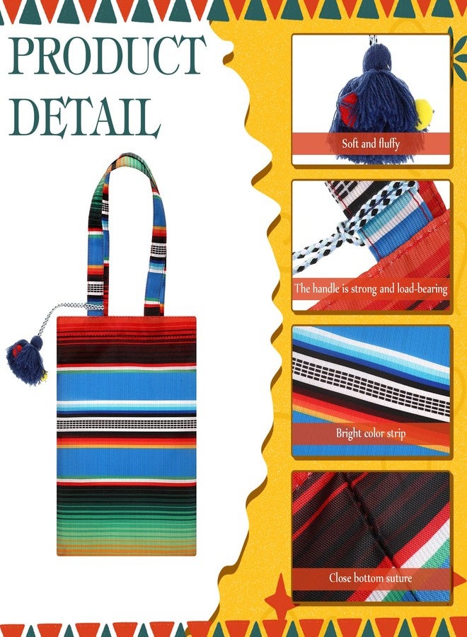 ليفيدي أكياس هدايا صغيرة لحفلات مكسيكية من LEIFIDE، 12 قطعة، مقاس 10 × 8 بوصة، هدية مثالية لحفلات الفييستا، مزينة بشرابات ملونة معلقة، أكياس حلوى مكسيكية صغيرة، مصنوعة من البوليستر، مناسبة لحفلات بطابع مكسيكي. - Image 3