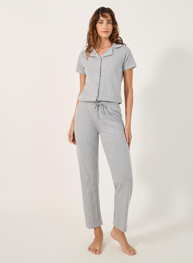 Styli COTTON JERSEY SHORT SLEEVE BUTTON THRU SHIRT  and PJ SET  - Image 2