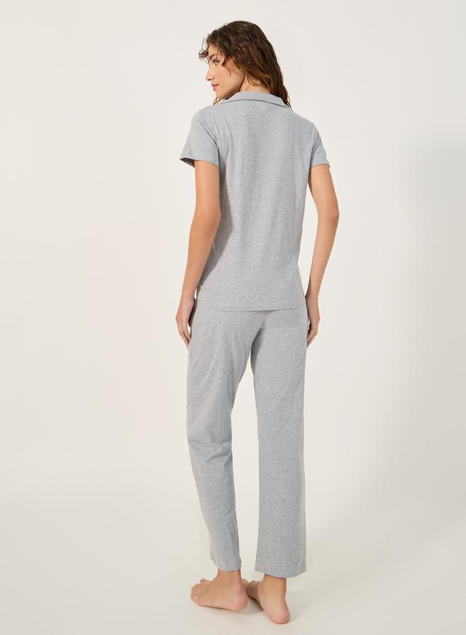 Styli COTTON JERSEY SHORT SLEEVE BUTTON THRU SHIRT  and PJ SET  - Image 5