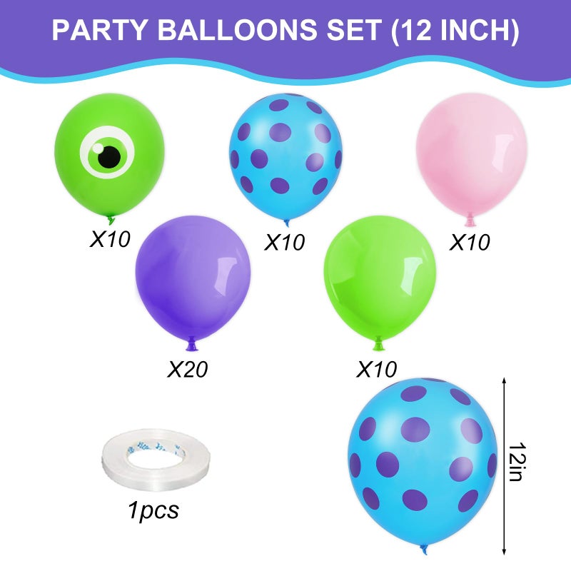 FYSUIMU Monster Balloons 60 Pcs 12 In Purple Green Blue Pink Latex Balloons for Monster Theme Birthday Baby Shower Party Decor - Image 2