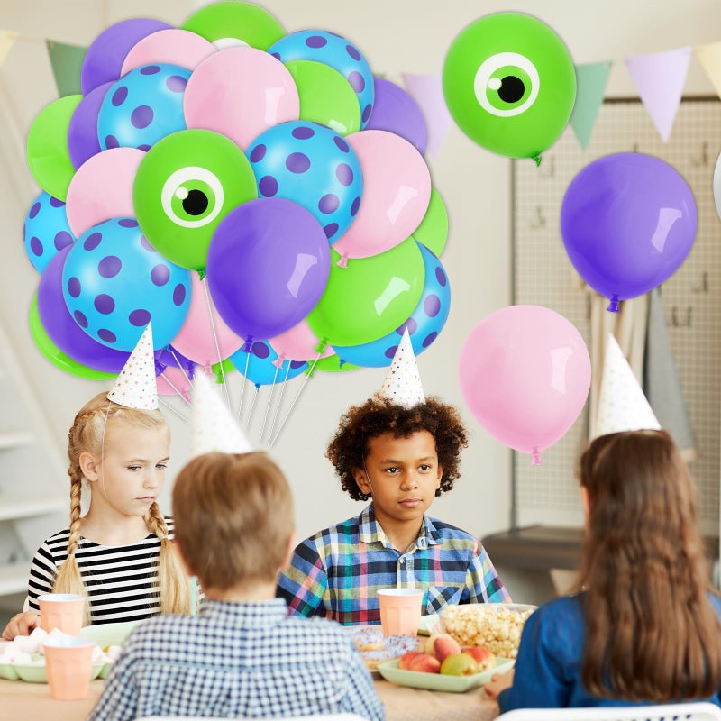 FYSUIMU Monster Balloons 60 Pcs 12 In Purple Green Blue Pink Latex Balloons for Monster Theme Birthday Baby Shower Party Decor - Image 5