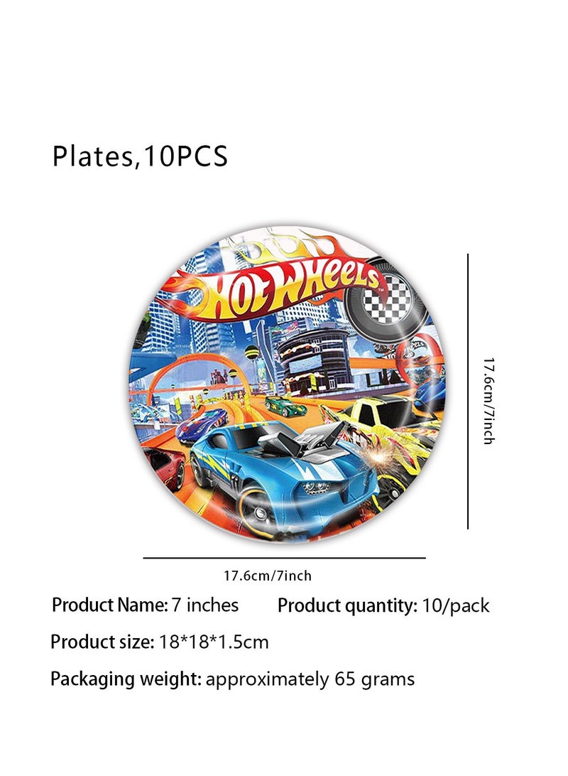 hot wheels car theme birthday party decoration tableware set paper tray paper cup paper towel banner dispensable tableware for party supplies - Image 2