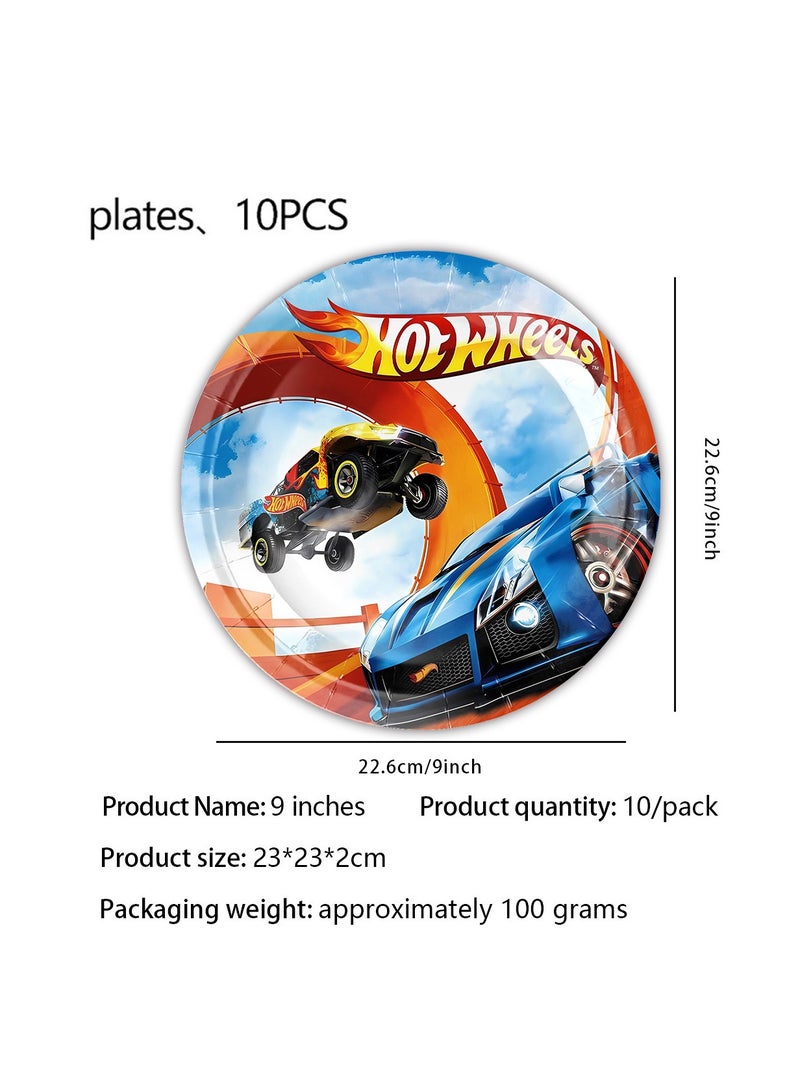 hot wheels car theme birthday party decoration tableware set paper tray paper cup paper towel banner dispensable tableware for party supplies - Image 3