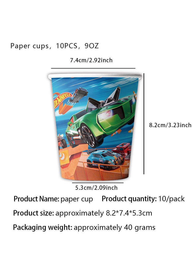 hot wheels car theme birthday party decoration tableware set paper tray paper cup paper towel banner dispensable tableware for party supplies - Image 4