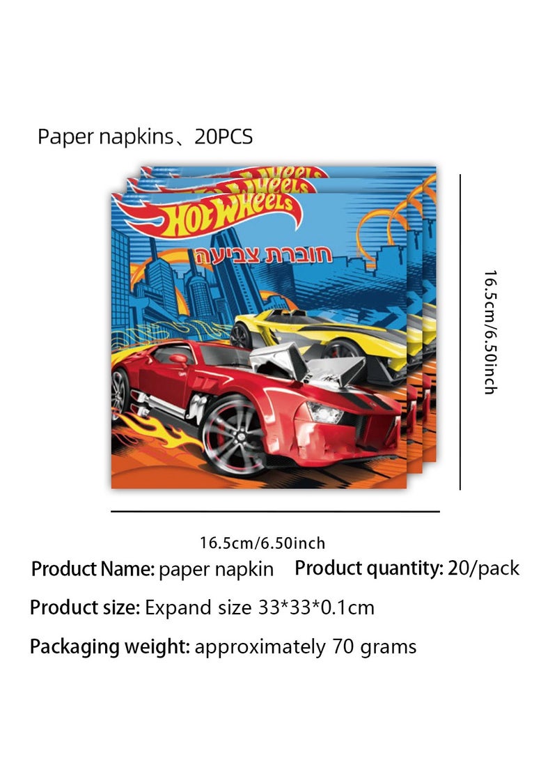 hot wheels car theme birthday party decoration tableware set paper tray paper cup paper towel banner dispensable tableware for party supplies - Image 5