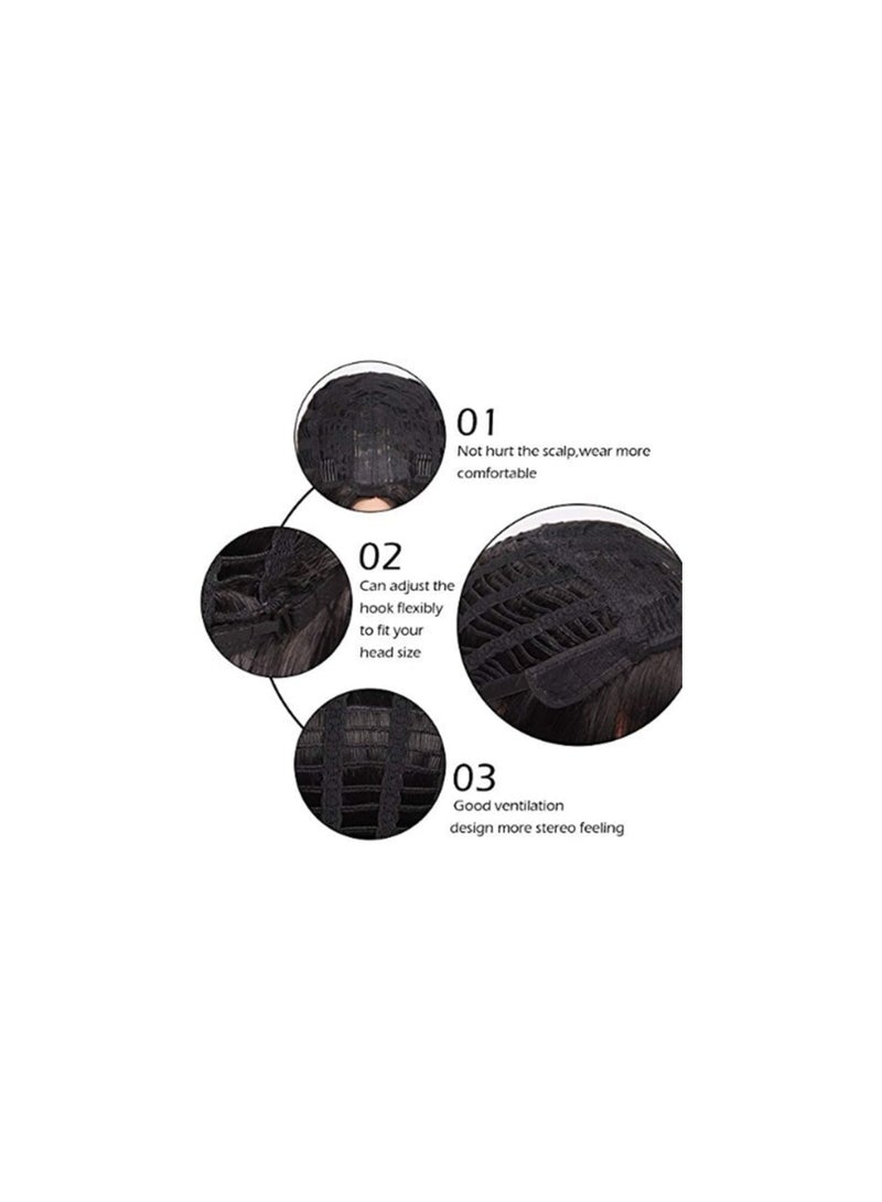 إستيل شعر مستعار طويل فضفاض ومموج مع غرة، باروكات من الألياف المقاومة للحرارة للنساء والفتيات، للاستخدام اليومي والحفلات، أسود - Image 5