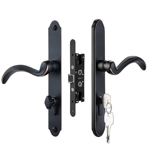HauSun Storm Door Handle Set Replacement Kit with 2 Point Mortise Lock and KeySecurity Door Keyed Lever Handle Fits for Pella or Larson Storm Door Oil Rubbed Bronze - Image 1
