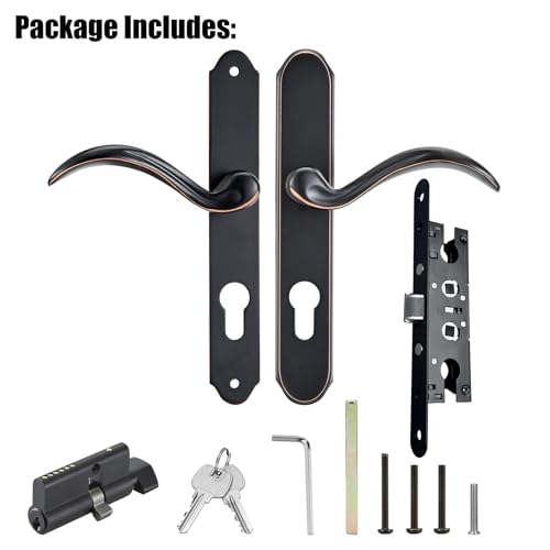 HauSun Storm Door Handle Set Replacement Kit with 2 Point Mortise Lock and KeySecurity Door Keyed Lever Handle Fits for Pella or Larson Storm Door Oil Rubbed Bronze - Image 3
