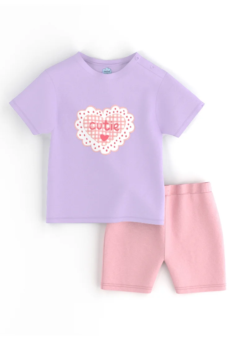 Nautinati Nautinati Girls' Cotton Cute Print Set of Top and Shorts