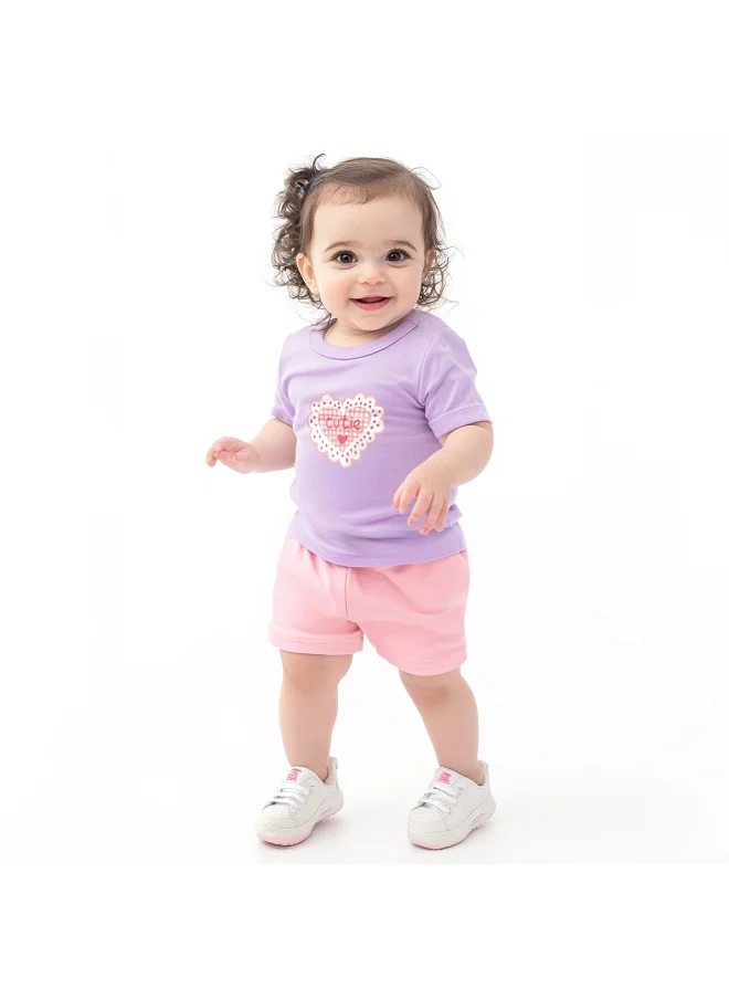 Nautinati Nautinati Girls' Cotton Cute Print Set of Top and Shorts