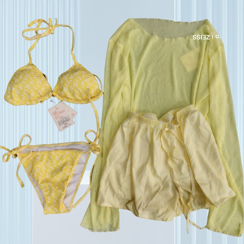 Hot Girl New Style Bikini Split Long-Sleeve Four-Piece Set Thai-Style Resort Hot Spring Seaside Cover-Up Swimwear - Image 4