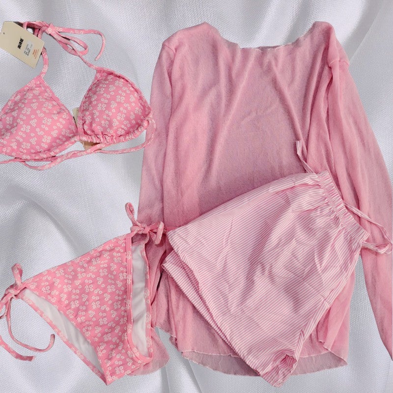 Hot Girl New Style Bikini Split Long-Sleeve Four-Piece Set Thai-Style Resort Hot Spring Seaside Cover-Up Swimwear - Image 5