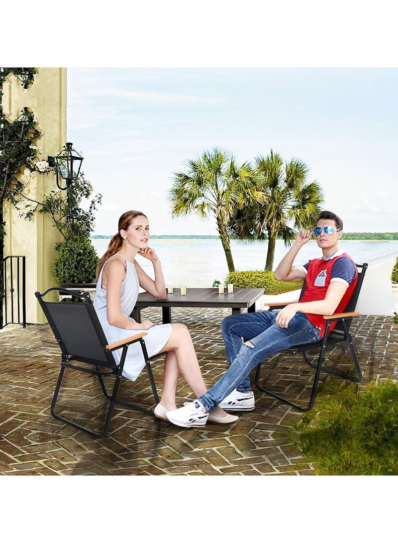 تشولوفز كرسي قابل للطي للسفر والتخييم، كرسي شاطئ خشبي محمول - كرسي بذراعين قابل للطي من خشب الزان للنزهات الخارجية للتخييم والسفر والمناسبات الخارجية (أسود) - Image 2