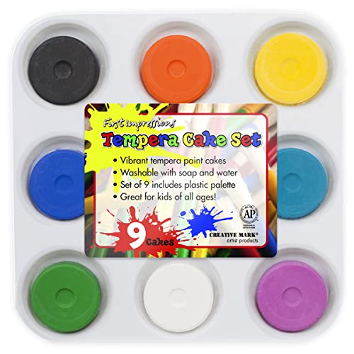 First Impressions Tempera Paint Set for Kids - WASHABLE Children's Non-Toxic Tempera Paint Cakes with Palette Clean with Just Soap & Water - Image 1
