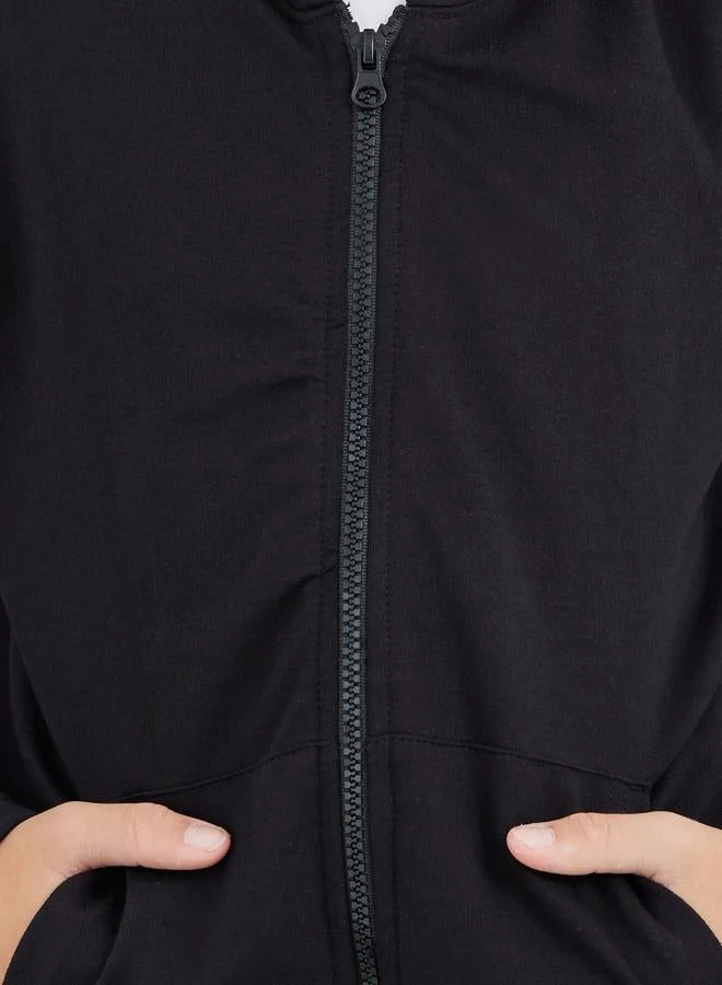 Styli Black Full Zip Hoodie with Pockets