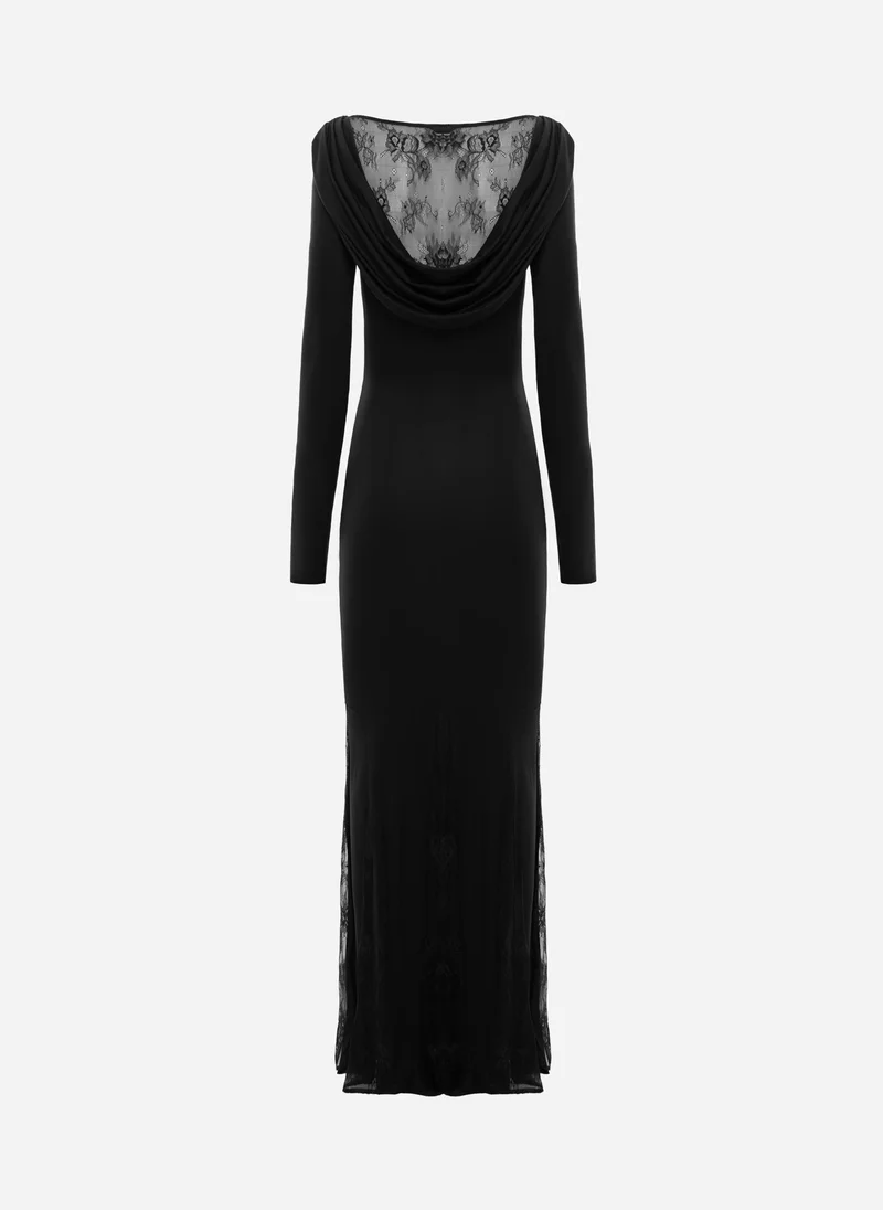 Lichi Knitted maxi dress with lace inserts