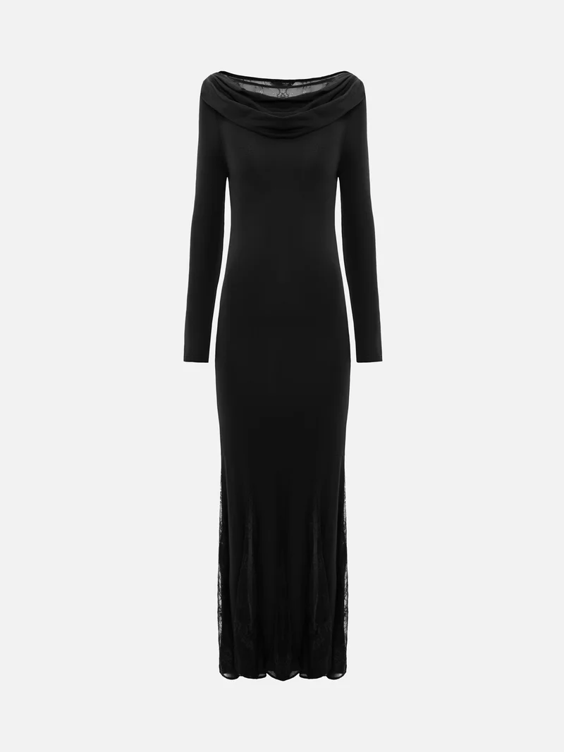 Lichi Knitted maxi dress with lace inserts
