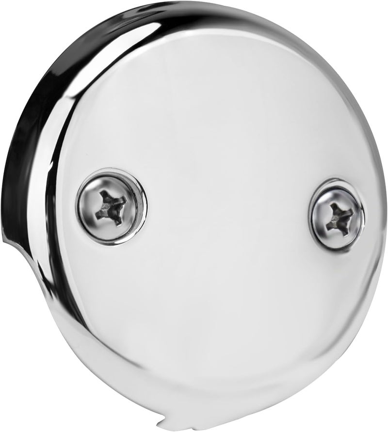 UNI-DRAIN Universal Bathtub Overflow Drain Face Plate 2 Hole Tub Overflow Drain Plate Matching Screws(Chrome) - Image 1