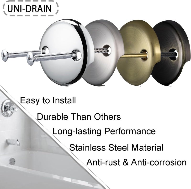 UNI-DRAIN Universal Bathtub Overflow Drain Face Plate 2 Hole Tub Overflow Drain Plate Matching Screws(Chrome) - Image 4