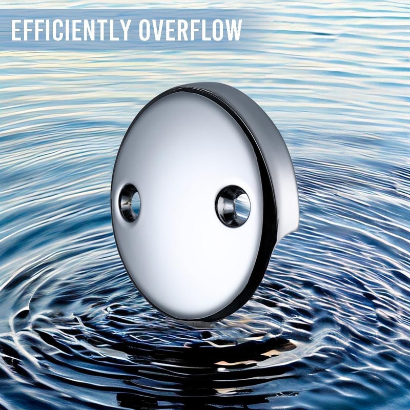 UNI-DRAIN Universal Bathtub Overflow Drain Face Plate 2 Hole Tub Overflow Drain Plate Matching Screws(Chrome) - Image 3