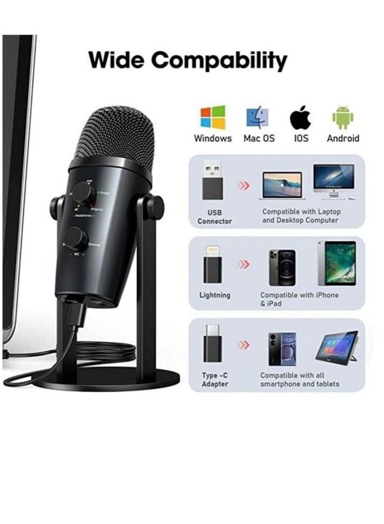 Jmary PW10 Professional Metal Voice Recording Usb Condenser Studio And Podcast Recording Gaming Microphones - Image 2