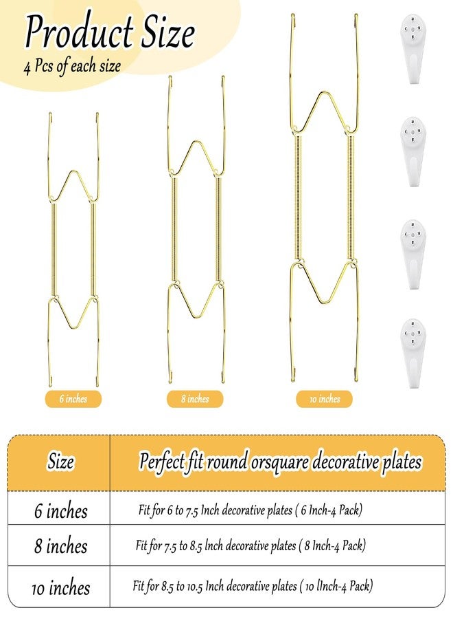 CoolShef 12Pcs Plate Hanger for Wall Set, Invisible 6 / 8 / 10 Inch Plate Holder Display Holders, 12Pcs Seamless Nails for Wall Decorative Gallery & Kitchen Décor - Image 2