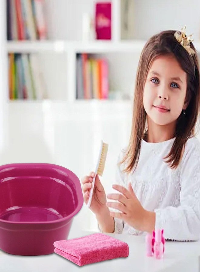 Haploon 12 Sets Foot Spa Kit for Spa Party,12 x 12 x 4.3 Inch Foot Tub and 14 x 30 Inch Pink Bath Towels Spa Party Accessory Set for Sleepover Parties Supplies（Pink） - Image 4