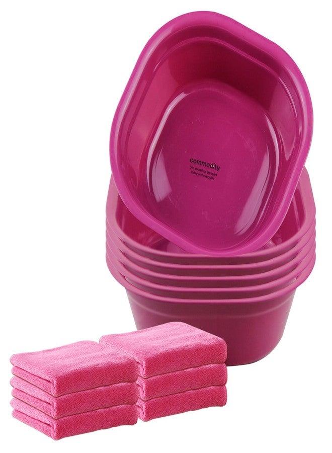 Haploon 12 Sets Foot Spa Kit for Spa Party,12 x 12 x 4.3 Inch Foot Tub and 14 x 30 Inch Pink Bath Towels Spa Party Accessory Set for Sleepover Parties Supplies（Pink） - Image 1