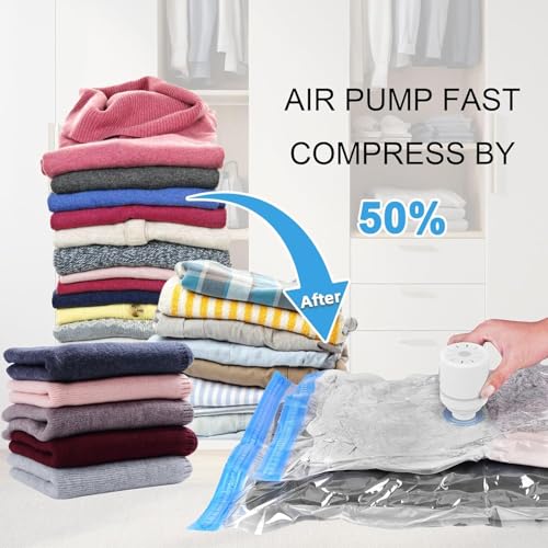 enem Vacuum Bags For Clothes With Pump | Pack of 8 (2 Jumbo, 2 Large, 2 Medium, 2 Small) | Travel Vacuum Bags For Clothes | Wardrobe Organizer For Storage | 1 Year Warranty from enem - Image 5