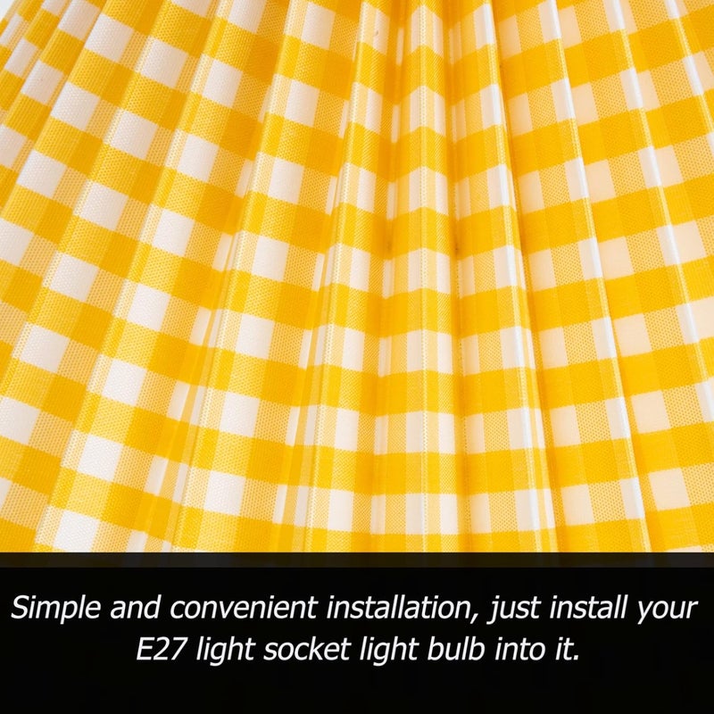 cheekyglo Cloth Small Lamp Shade E27 Lamp Holder for Table Lamp and Floor Light Barrel Fabric Lampshade for Table Chandelier Wall Lamp Yellow - Image 5