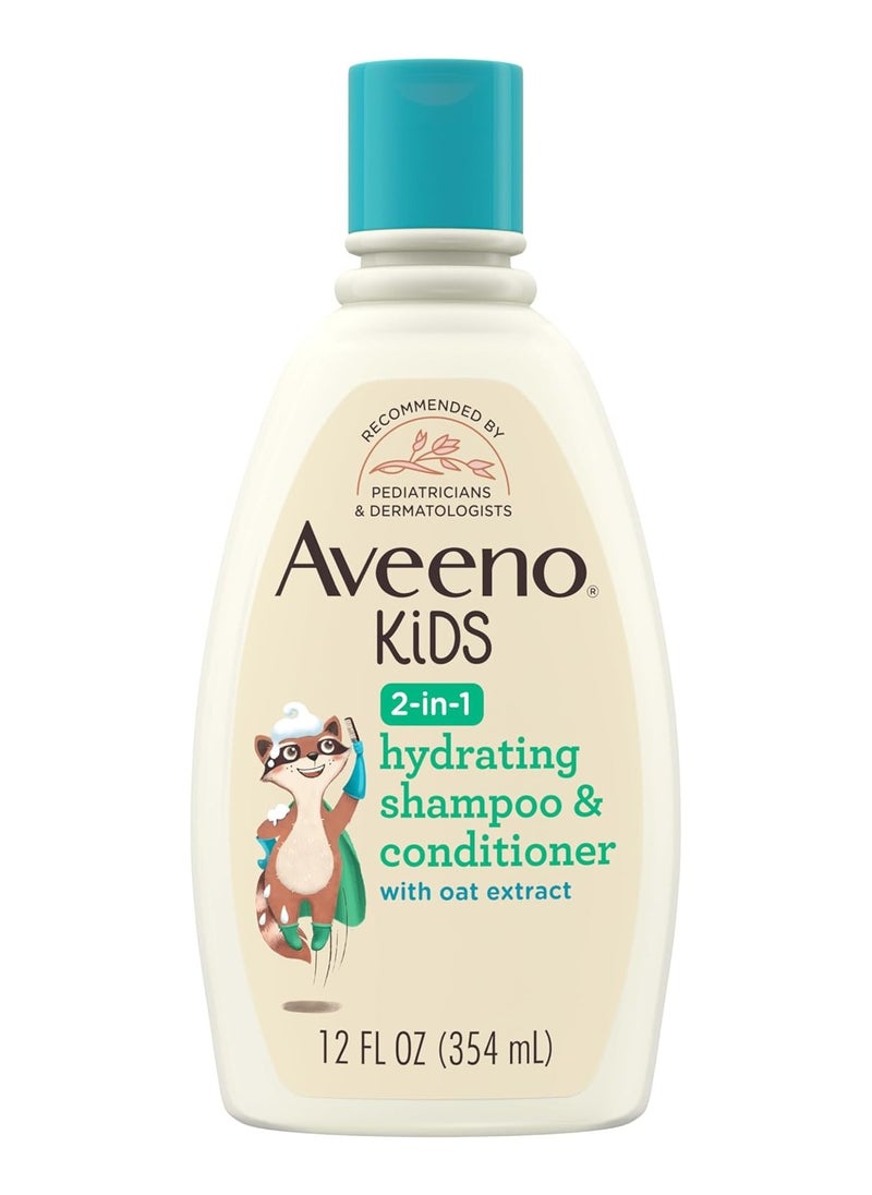 Aveeno Baby Aveeno Baby Kids 2-in-1 Hydrating Shampoo & Conditioner, Gently Cleanses, Conditions & Detangles Kids Hair, Formulated With Oat Extract, For Sensitive Skin & Scalp, Hypoallergenic, 12 fl. oz 
