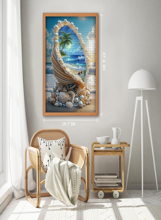 PICKFORU Beach Puzzles for Adults 1000 Piece, PICKFORU Summer Marine Jewel Seashell Puzzle, Unique Beautiful Pearl Shell Ocean Theme, Sea Jigsaw Puzzles Scenery Scenic - Image 4