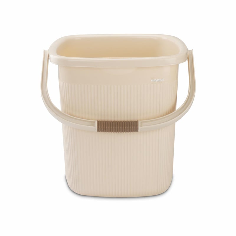 Nayasa Rimmy Plastic Bathroom Set of 2 25 Litre Bucket 15 Litre Mug Medium Beige - Image 2