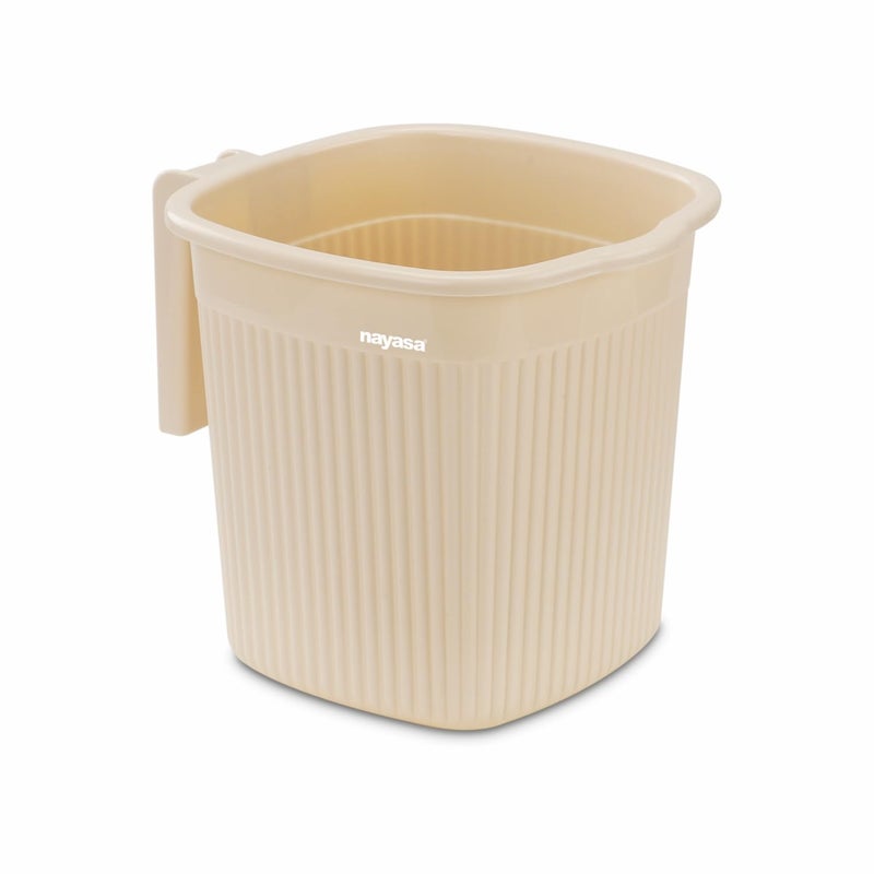 Nayasa Rimmy Plastic Bathroom Set of 2 25 Litre Bucket 15 Litre Mug Medium Beige - Image 3