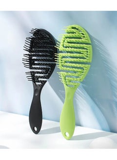 ORiTi 1Pc Ribs Comb Holllow Out Hair Brush Scalp Massage Comb with Soft Comb Teeth Hair Styling Detangler Fast Blow Drying Glide  Through Tangles with Ease Hair Brush for Wet Dry  Long Thick Curly Hair  - Image 2