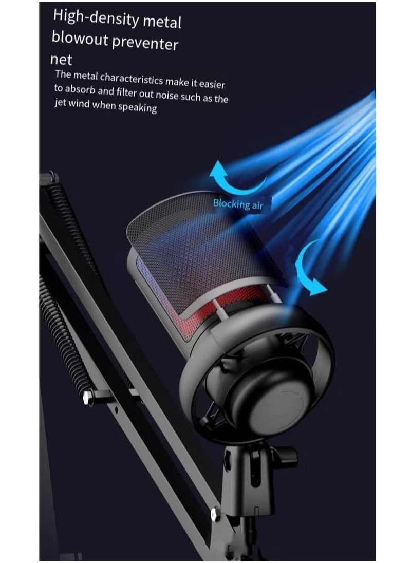 XiuWoo - Gaming Microphone USB Condenser Podcast Microphone with RGB Lighting Tap-to-Mute Sensor Cardioid Polar Pattern for Gaming Streaming, Black - Image 1